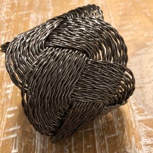 Brunt silver braided wire bracelet